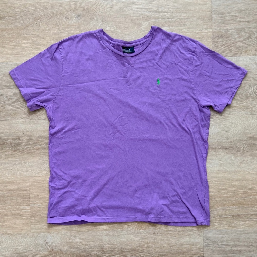 Vintage Polo By Ralph Lauren Single Stitch Pony Logo T-Shirt XL-L Purple